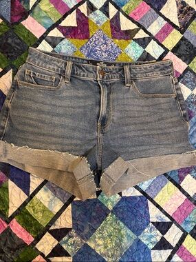 Hollister Rolled Hem Light Wash Denim Cutoff Shorts